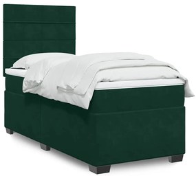 3293065 vidaXL Боксспринг легло с матрак, тъмнозелено, 80x200 см, кадифе
