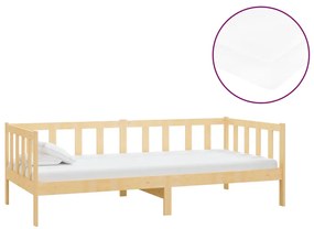3083624 vidaXL Дневно легло с матрак, 90x200 см, борово дърво масив