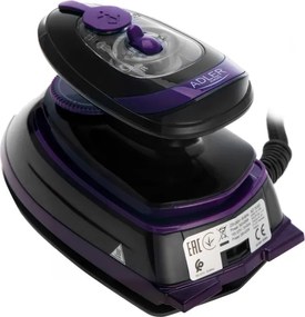 Парна ютия за пътуване Adler AD 5049, 420W, 30 мл, Керамична плоча, Парно и сухо гладене, Черен/Лилав