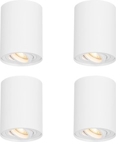 Комплект от 4 модерни таванни спота бели, въртящи се и накланящи се - Rondoo Up