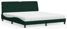 3208673 vidaXL Легло с матрак, тъмнозелено, 180x200 см, кадифе