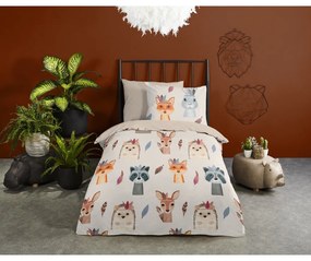 Кафяво-бежово единично памучно детско спално бельо 140x200 cm Rave – Good Morning