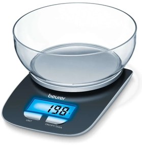 Кухенска везна с купа Beurer KS 25, 3кг., 1.2 литра, Дигитален дисплей, Безцветен/Черен