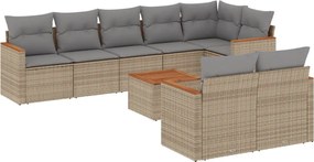 3258559 vidaXL Градински комплект диван с възглавници 9 части бежов полиратан