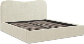 Бежово двойно легло 160x200 cm тапицирано с място за съхранение с включена подматрачна рамка Kahai – Makamii