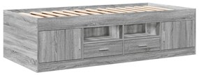 3280256 vidaXL Дневно легло с чекмеджета, без матрак, сив сонома, 90x190 см
