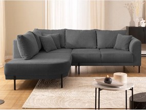 Тъмносив шенилов ъглов диван (ляв ъгъл/L форма) Mauris – Ropez