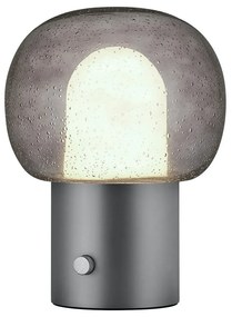 Антрацитна алуминиева LED настолна лампа със стъклен абажур (височина 32 cm) Iris – Blomus