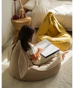 Бежов кадифен детски пуф Bunny – Wigiwama