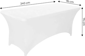 Бяла еластична покривка за маса за кетъринг 240 см