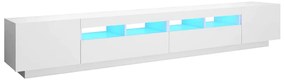 3081915 vidaXL ТВ шкаф с LED осветление, бял, 260x35x40 см