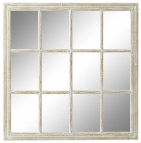 Стенно огледало DKD Home Decor Бял Кристал Дървен MDF Cottage Гранитогрес 87,5 x 3 x 87,5 cm