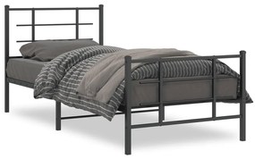 355571 vidaXL Метална рамка за легло с горна и долна табла, черна, 90x190 см