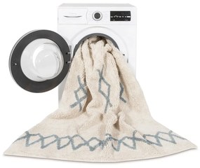 Син и кремав ръчно изработен памучен килим подходящ за пране 120x160 cm Atlas Natural – Lorena Canals