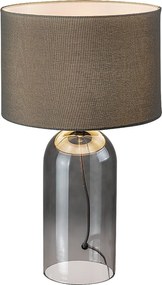 Rabalux Luxin, настолна лампа, лампа от тонирано стъкло със сив текстилен абажур, E14 1xMAX40W, В45см, Д26см, кабел: 140см, сив