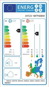 Инверторен климатик Ayco 18FP40BW, 18000 BTU, A++/A+, До 40 m2, Самопочистване, Самодиагностика, Автоматичен рестарт, Бял