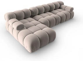 Светлокафяв кадифен модулен ъглов диван (ляв ъгъл) Bellis – Micadoni