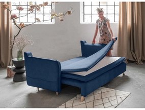 Тъмносин кадифен разтегателен диван 225 cm Charming Charlie – Miuform