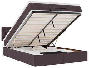 3312398 vidaXL Османска легло с матрак и LED, тъмнокафяво, 140x200 см, плат