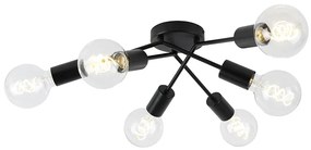 Дизайнерски таванен аплик черен 6-светлина - Sputnik