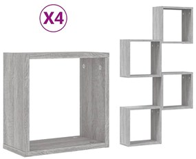 815883 vidaXL стенни кубчета 4 бр. сиви сонома 30x15x30 см