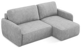 Светлосив шенилов разтегателен ъглов диван с място за съхранение (десен ъгъл) Lilo – Makamii