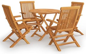 3059580 vidaXL Градински трапезен комплект, 5 части, тиково дърво масив