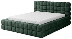 Тъмнозелено двойно легло 160x200 cm тапицирано с място за съхранение с включена подматрачна рамка Dizzle – ELTAP