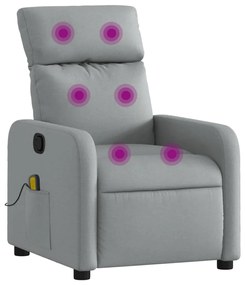 3206863 vidaXL Масажен фотьойл с регулируема облегалка, светлосив, плат