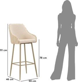 Кремави тапицирани бар столове в комплект с подлакътници 2 бр. (височина на седалката 78 cm) Alaska – Mauro Ferretti