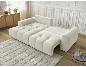 Бял шенилов сгъваем/с място за съхранение ъглов диван (ляв ъгъл) Roxelane – Bobochic Paris