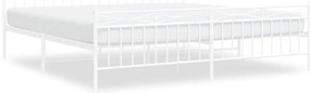 373764 vidaXL Метална рамка за легло с горна и долна табла, бяла, 193x203 см