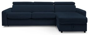 Тъмносин разтегателен ъглов диван (променлив) Monaco – Bobochic Paris