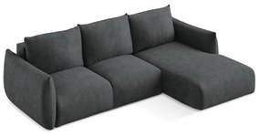 Тъмносив шенилов сгъваем ъглов диван (десен ъгъл) Leila – Makamii