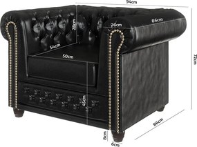 Черен фотьойл от изкуствена кожа York - Ropez