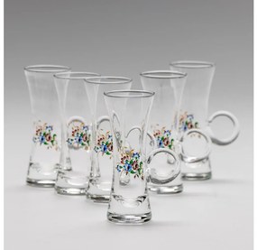 К-кт 6x чаша за алкохол с дръжка прозрачен с мотив на букет номер 2