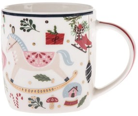 Бяла порцеланова чаша с коледен мотив 370 ml Jolly – Dakls