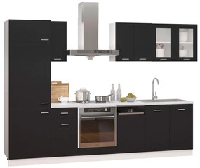 3067640 vidaXL Комплект кухненски шкафове от 8 части, черен, инженерно дърво
