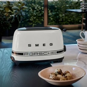 Тостер за хляб SMEG 50's Style Porsche TSF01PCWEU, 950W, 2 филии, 6 нива, Тавичка за трохи, Вграден кабел, Неръждаема стомана, Бял