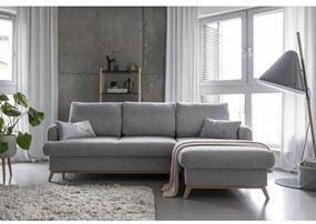 Светлосив разтегателен/с място за съхранение ъглов диван (десен ъгъл) Scandic Lagom – Miuform