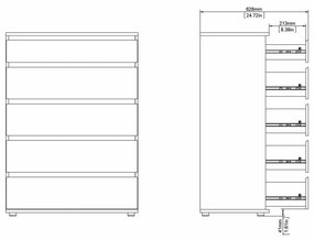 Висок скрин от декор от дъб естествен 77x107 cm Nova – Tvilum