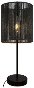 Черна настолна лампа с абажур от тъканa тръстика (височина 48 cm) Foresto – GTV