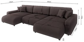 Кафяв ъглов диван с място за съхранение от рипсено кадифе Sara – Ropez