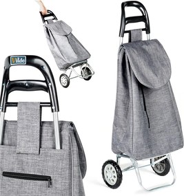 Пазарска количка, голям капацитет 30кг, лека конструкция, подвижна чанта, размери 28x38x96см