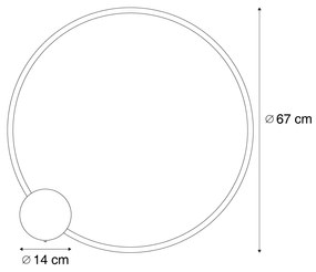 Дизайнерска стенна лампа черна 67cm вкл. LED 3-степенно димиране - Anello