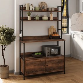 Метален кухненски шкаф Severo в черен - опушен орехов цвят 101x36x160см.