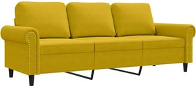 359545 vidaXL 3-местен диван, жълт, 180 см, кадифе