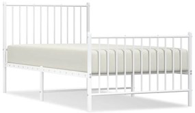 350941 vidaXL Метална рамка за легло с горна и долна табла, бяла, 90x190 см