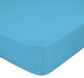 Тюркоазено син ластичен чаршаф от чист памук , 90 x 200 cm Basic - Happy Friday Basic