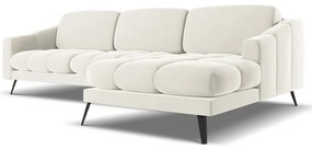 Кремав кадифен ъглов диван (десен ъгъл) Nalu – Makamii